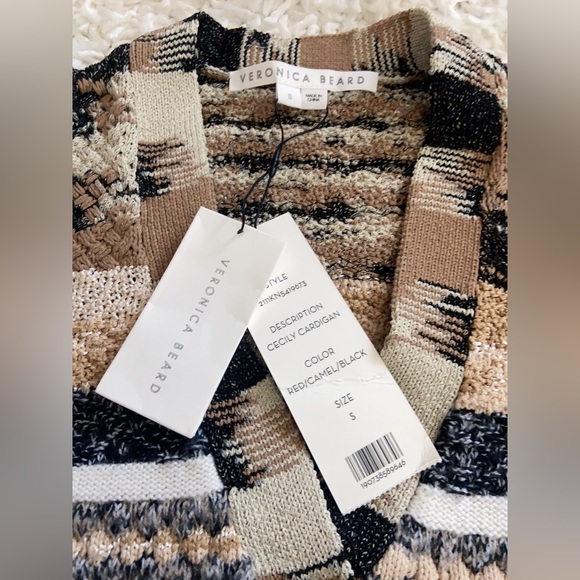 NWT Veronica Beard Cecily Mixed Knit Wool Cardigan Button Sweater Size XS - Picture 10 of 11